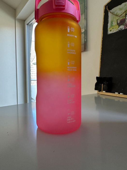 XXL Wasserflasche 2000ml Pink Sportflasche Trinkflasche Klappdeckel auslaufsicher
