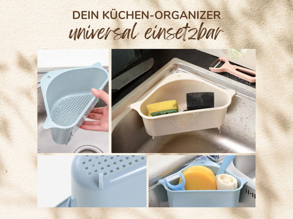 KI-generiertes Bild,Spülbecken Organizer Dreieck Beige Abtropfsieb Schwammhalter Abflusskorb Saugnapf