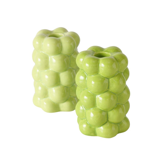 Design 2-fach Keramik Kerzenständer Las Veduras 12cm Grün Kerzenhalter Stabkerzen