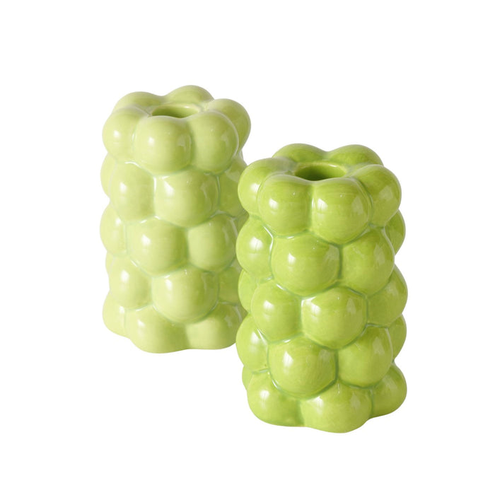 Design 2-fach Keramik Kerzenständer Las Veduras 12cm Grün Kerzenhalter Stabkerzen