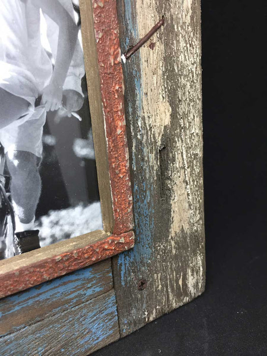 KI-generiertes Bild,Vintage Holz Bilderrahmen 10x15cm Grau Blau Aufsteller Fotorahmen