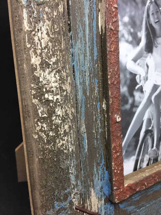 KI-generiertes Bild,Vintage Holz Bilderrahmen 10x15cm Grau Blau Aufsteller Fotorahmen