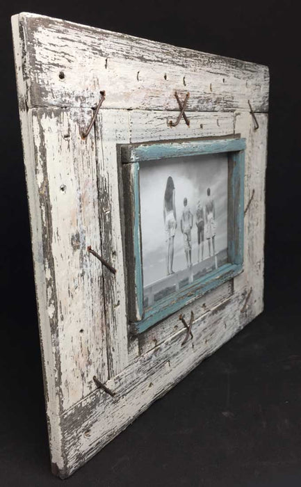Vintage Holz Bilderrahmen 10x15cm Recycelt Weiß Maritim Aufsteller Fotorahmen
