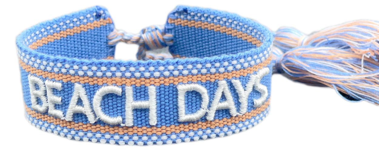 Canvas Statement Armband Beach Days Quasten besticktes Webarmband