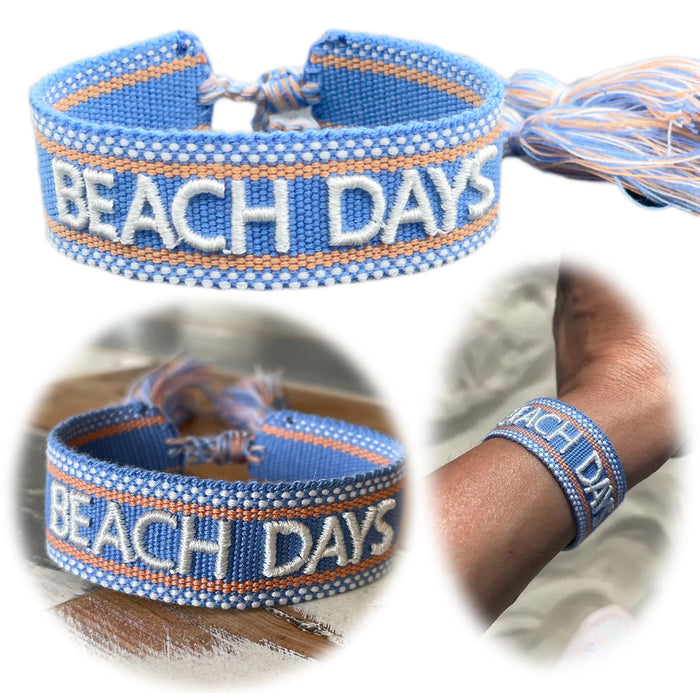 Canvas Statement Armband Beach Days Quasten besticktes Webarmband