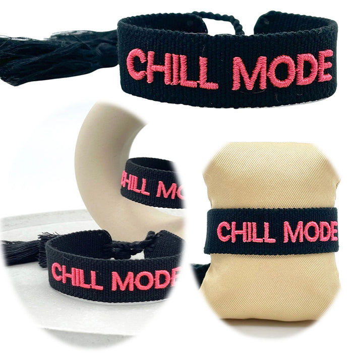 KI-generiertes Bild Canvas Statement Armband Chill Mode Schwarz Quasten besticktes Webarmband