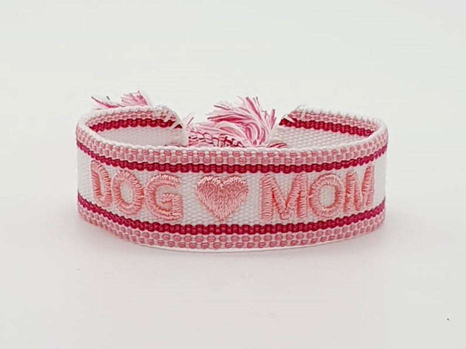 Canvas Statement Armband Dog ❤️ Mom Quasten besticktes Webarmband