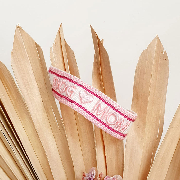 Canvas Statement Armband Dog ❤️ Mom Quasten besticktes Webarmband