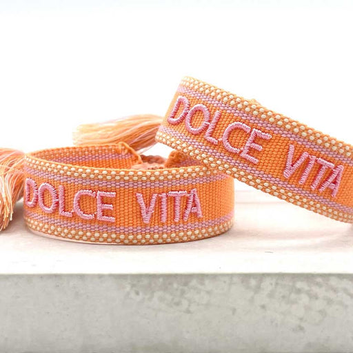 Canvas Statement Armband Dolce Vita Orange Quasten besticktes Webarmband