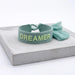 Canvas Statement Armband Dreamer Grün Salbei Quasten besticktes Webarmband