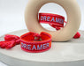 Canvas Statement Armband Dreamer Rot Grau Quasten besticktes Webarmband