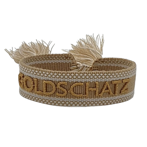 Canvas Statement Armband Goldschatz Quasten besticktes Webarmband