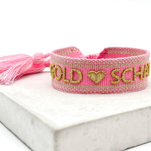 Canvas Statement Armband Goldschatz Rose Gold Quasten besticktes Webarmband