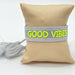Canvas Statement Armband Good Vibes Grau Neon Grün Quasten besticktes Webarmband