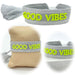 KI-generiertes Bild Canvas Statement Armband Good Vibes Grau Neon Grün Quasten besticktes Webarmband
