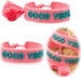 Canvas Statement Armband Good Vibes Small Rosa Pink Türkis Quasten besticktes Webarmband