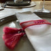 Canvas Statement Armband Happy Rot Pink Quasten besticktes Webarmband