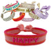 KI-generiertes Bild Canvas Statement Armband Happy Rot Pink Quasten besticktes Webarmband