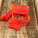 Canvas Statement Armband Happy Neon Orange Pink Quasten besticktes Webarmband