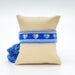 Canvas Statement Armband ❤️ Herzen ❤️ Blau Weiß Quasten besticktes Webarmband