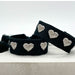 Canvas Statement Armband Herzen ❤️ Schwarz Silber Quasten besticktes Webarmband