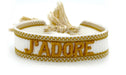 Canvas Statement Armband J'ADORE Gold Quasten besticktes Webarmband