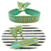 Canvas Statement Armband Karma Türkis Gold Quasten besticktes Webarmband