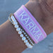 Canvas Statement Armband Karma Lila Flieder Quasten besticktes Webarmband