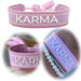 Canvas Statement Armband Karma Lila Flieder Quasten besticktes Webarmband