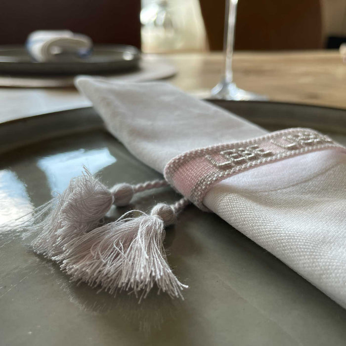 Canvas Statement Armband Lebe Liebe Lache Rosa Quasten besticktes Webarmband