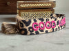 Canvas Statement Armband Leo Good Vibes Leopard Pink Quasten besticktes Webarmband