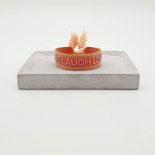 Canvas Statement Armband Live Laugh Love Quasten besticktes Webarmband