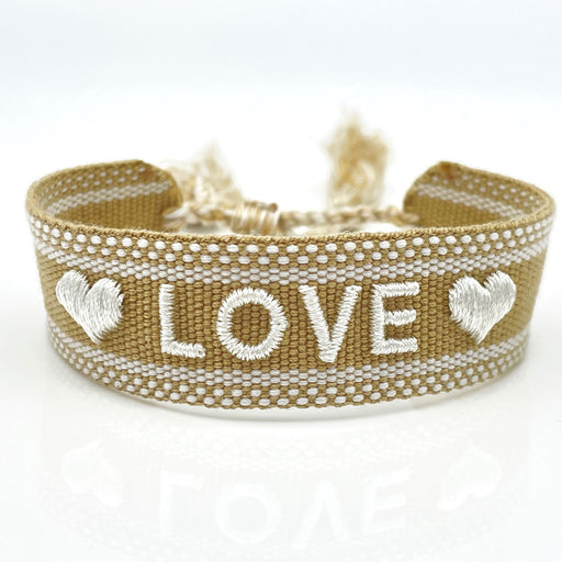 KI-generiertes Bild,Canvas Statement Armband ?? LOVE ?? Quasten besticktes Webarmband
