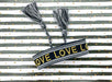 Canvas Statement Armband LOVE Blau Gold Quasten besticktes Webarmband