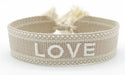 Canvas Statement Armband LOVE Quasten besticktes Webarmband