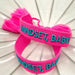 Canvas Statement Armband Mindset Baby Pink Türkis Quasten besticktes Webarmband