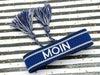 Canvas Statement Armband Moin Blau Weiß Quasten besticktes Webarmband