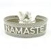 KI-generiertes Bild,Canvas Statement Armband Namaste Grün Grau Quasten besticktes Webarmband