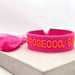 Canvas Statement Armband Prosecco Baby Neon Pink Orange Quasten besticktes Webarmband