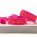 Canvas Statement Armband Prosecco Baby Neon Pink Orange Quasten besticktes Webarmband