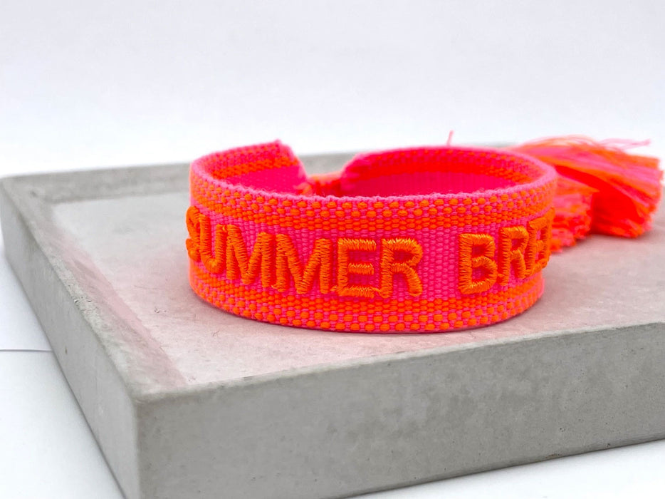 Canvas Statement Armband Summer Breeze Neon Quasten besticktes Webarmband