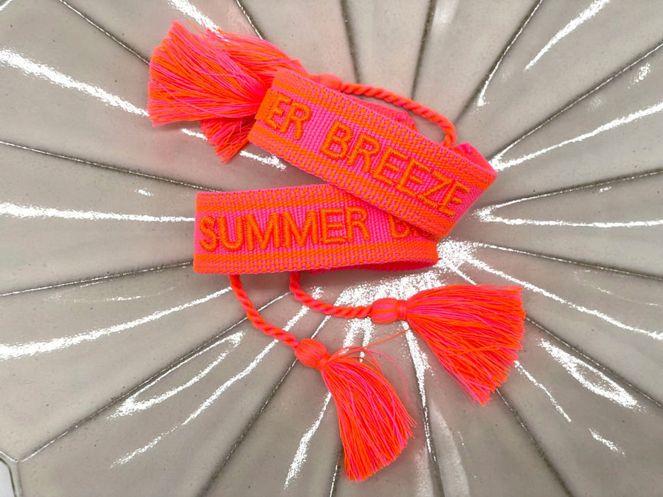 Canvas Statement Armband Summer Breeze Neon Quasten besticktes Webarmband