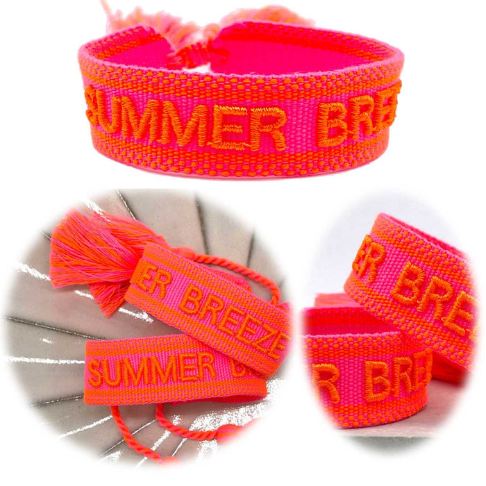 Canvas Statement Armband Summer Breeze Neon Quasten besticktes Webarmband