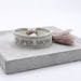 Canvas Statement Armband Super Mom Silber Grau Quasten besticktes Webarmband