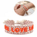 Canvas Statement Armband Love Leo Leopard Neon Orange Quasten besticktes Webarmband