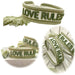 Canvas Statement Armband Love Rules Weiß Grün Quasten besticktes Webarmband