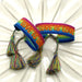 Canvas Statement Armband Love is Love Regenbogen Quasten besticktes Webarmband