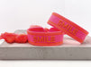 Canvas Statement Armband Smile Neon Pink Orange Quasten besticktes Webarmband