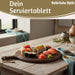 KI-generiertes Bild,Mango Holz Schneidebrett 40cm Griff Rund Vesperbrett Tranchierbrett Massiv