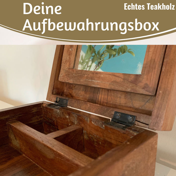 KI-generiertes Bild,Barber Rasierbox Teak Holz 22x13cm Barbier Schmink Utensilien-Box